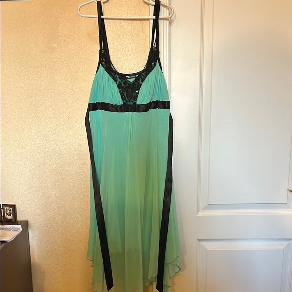 Black Lace and Mint Green cocktail dress